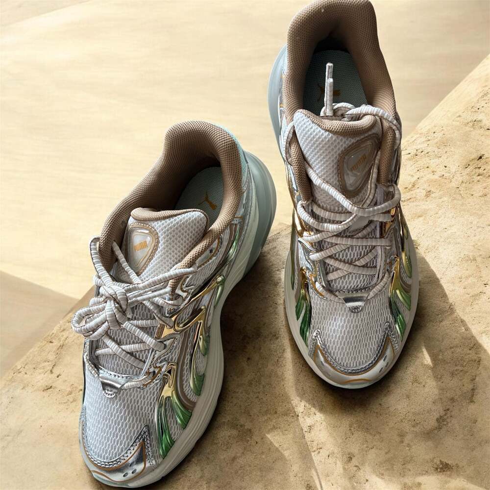 Puma Inverse Shimmer Sneakers Warm White/Archive Gold-Brand new-size 5.5 womens - Picture 7 of 7